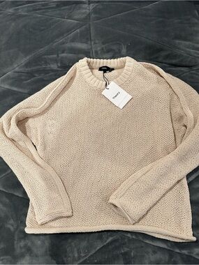 Theory Cream Knit Crewneck Sweater
